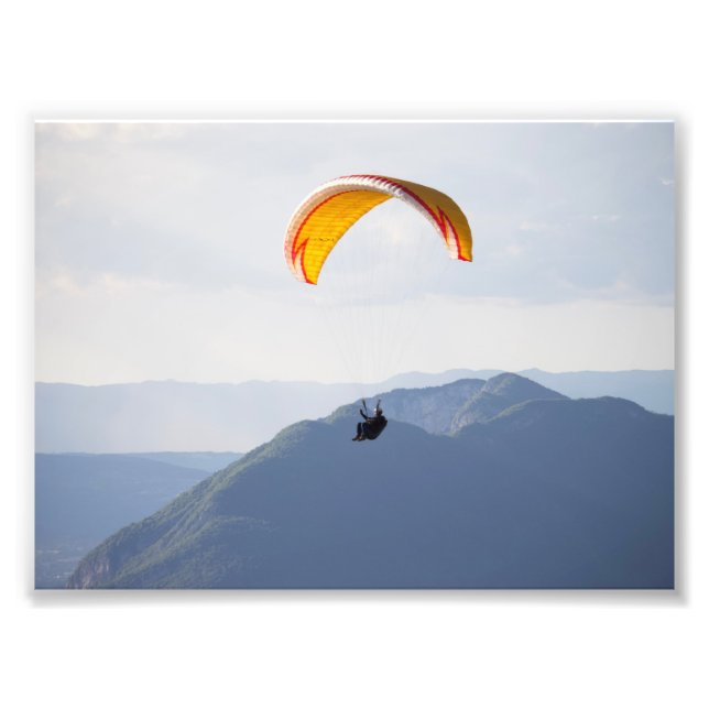 Schweiz Paraglider Orange Foto Print (Vorne)