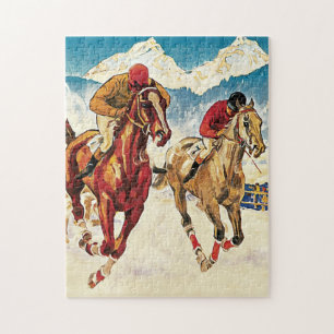 Schweiz Pferderennen Vintage Reise Puzzle