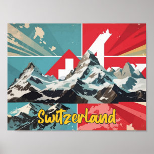 Schweiz Pop-Art-Reiseillustration Poster