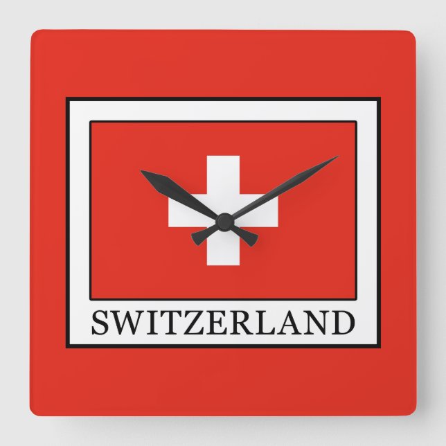 Schweiz Quadratische Wanduhr (Vorderseite)
