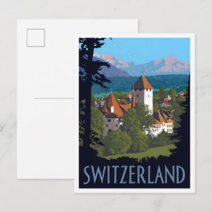 Schweiz Reisen im Vintage-Stil Postkarte