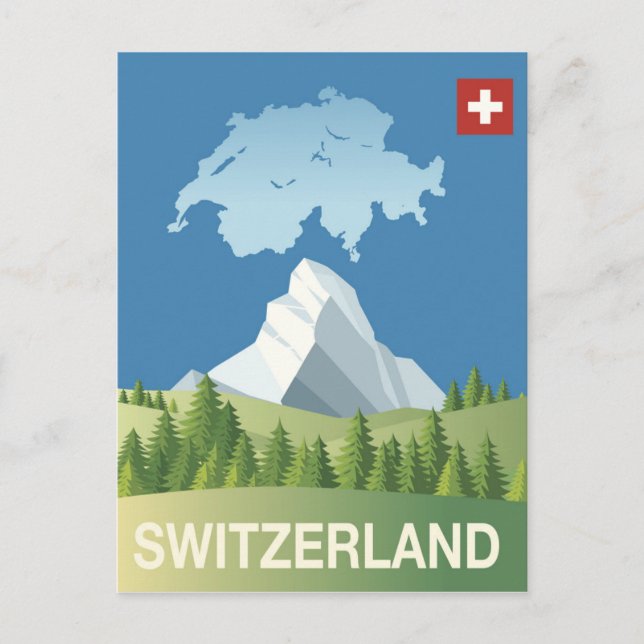 Schweiz Reiseplakat Postkarte (Vorderseite)