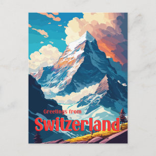Schweiz Retro Matterhorn Travel Postkarte
