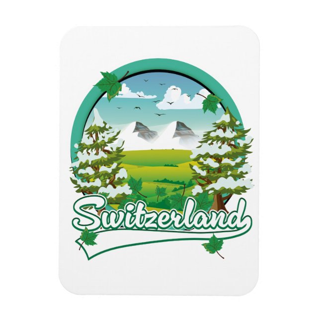 Schweiz Retro-Reiselogo Magnet (Vertikal)