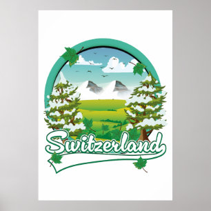 Schweiz Retro-Reiselogo Poster