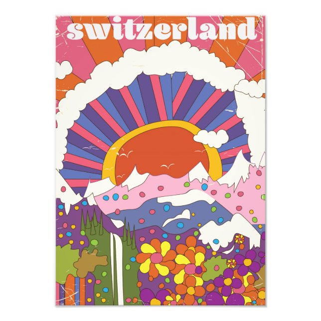 Schweiz Retro-Reiseplakat Fotodruck (Vorne)