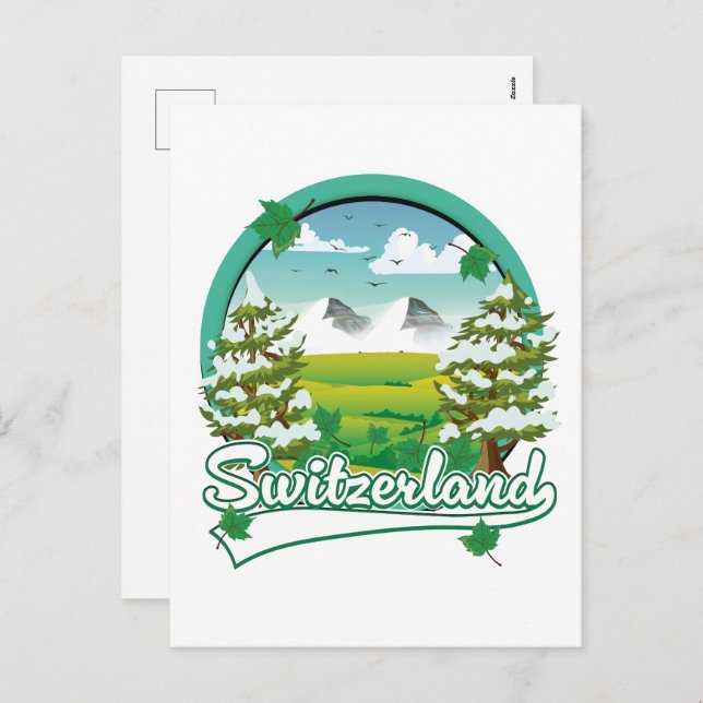 Schweiz Retrologo Feiertagspostkarte (Vorne/Hinten)