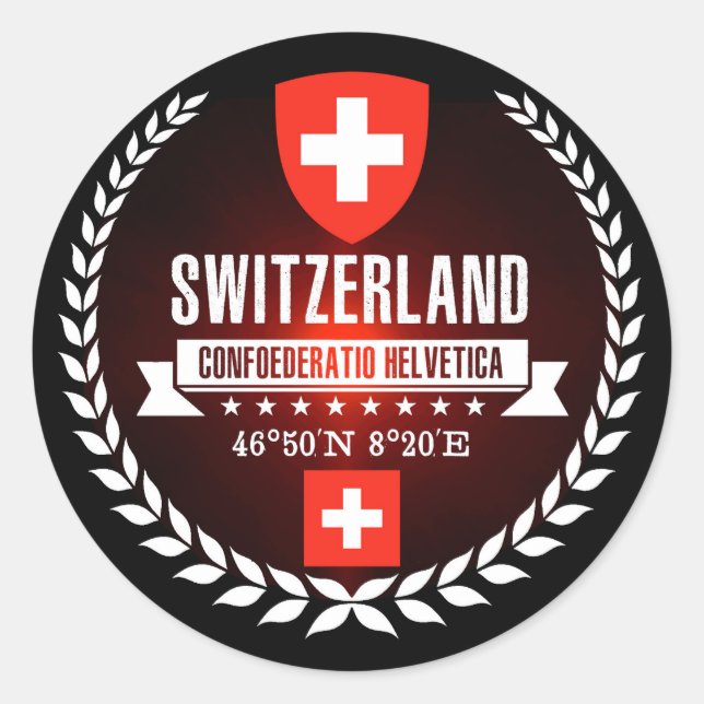 Schweiz Runder Aufkleber (Vorderseite)