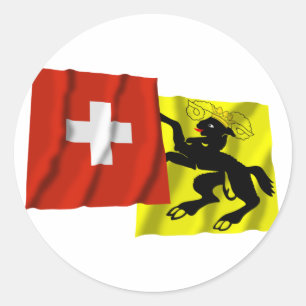 Schweiz & Schaffhausen Waving Flags Runder Aufkleber