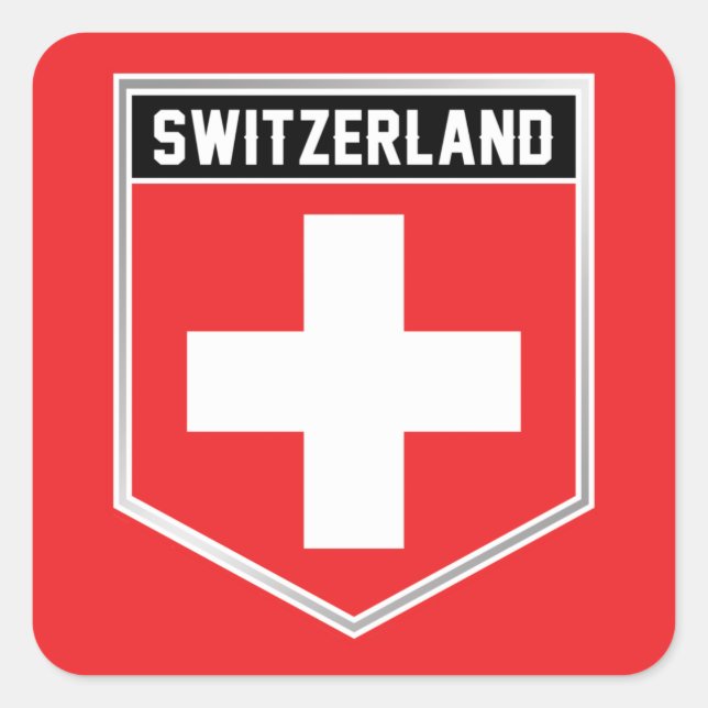 Schweiz-Schild Quadratischer Aufkleber (Vorderseite)