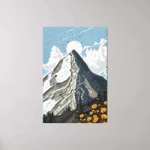 Schweiz schneebedeckter Berg Leinwanddruck