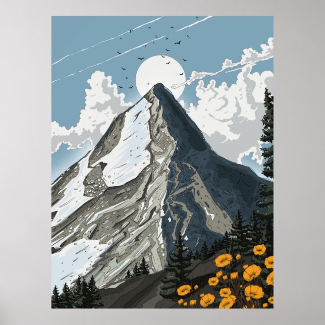 Schweiz schneebedeckter Berg Poster (Vorne)