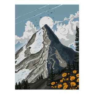 Schweiz schneebedeckter Berg Poster