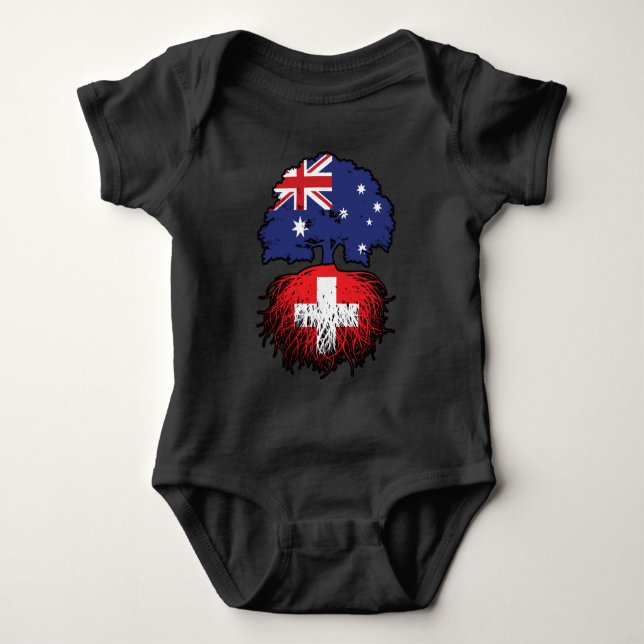 Schweiz Schweiz Australien Tree Roots Baby Strampler (Vorderseite)
