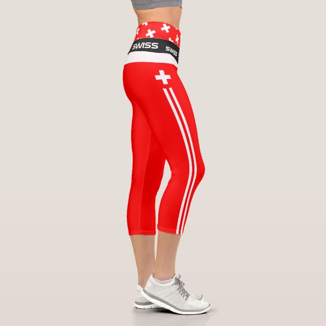 Schweiz & Schweiz Flag Mode, Fitness, Sport  Capri Leggings (Rechts)