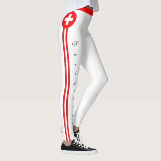 Schweiz & Schweiz Flag Mode, Reise-/Sportfan Leggings (Rechts)