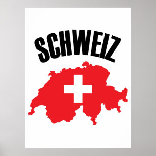 Schweiz Schweiz Karte Flag Poster