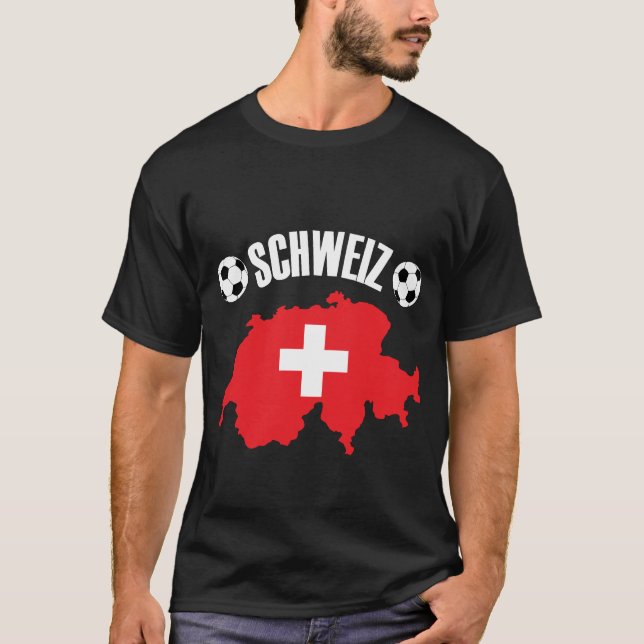 Schweiz Schweiz Map Soccer T-Shirt (Vorderseite)