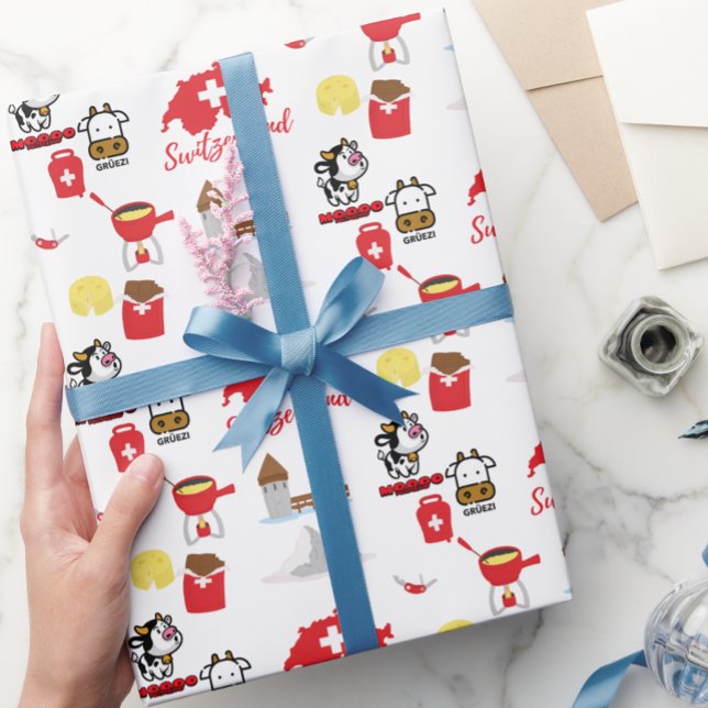 Schweiz - Schweiz Souvenir Icons Geschenkpapier (Von Creator hochgeladen)