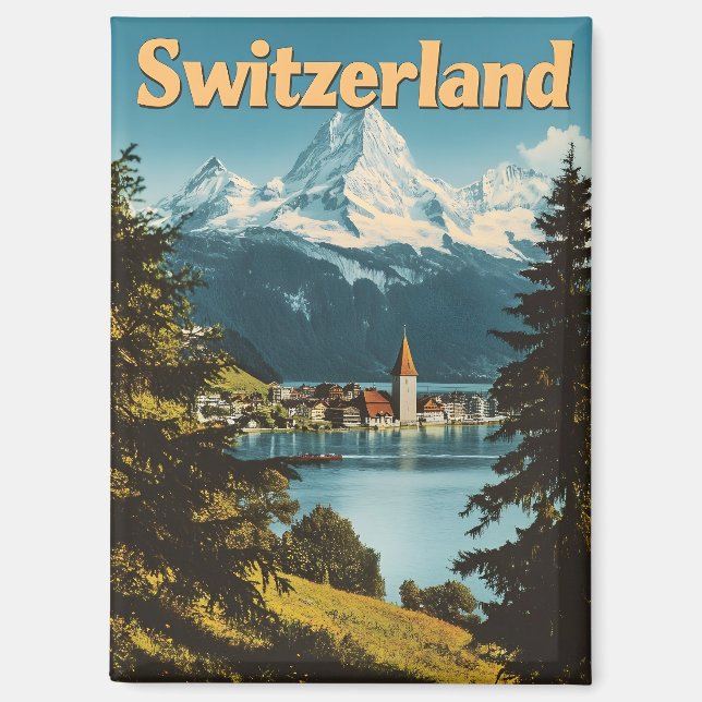 Schweiz Schweizer Alpen Landschaftliche Berge Magnet (Vorderseite)