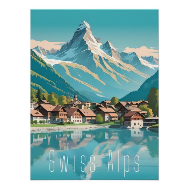 Schweiz Schweizer Alpen Matterhorn Reiseposter Poster (Vorderseite)