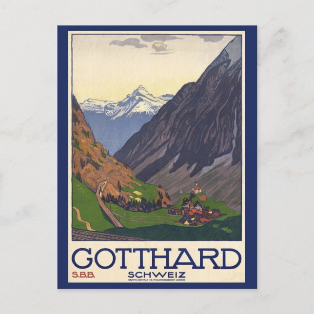 Schweiz Schweizer Alpen Vintage Reise Postkarte (Vorderseite)