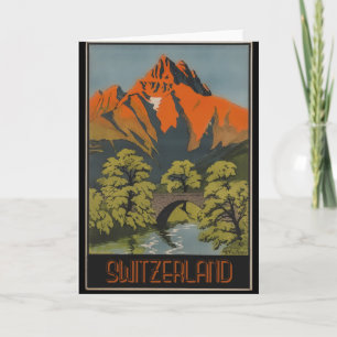 Schweiz Schweizer Alpen Vintage Reiseplakat Karte