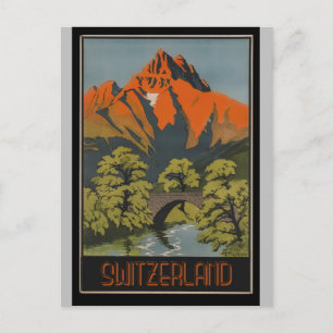 Schweiz Schweizer Alpen Vintage Reiseplakat Postkarte