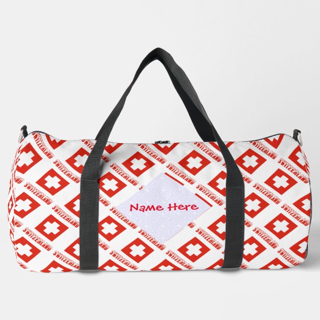 Schweiz Schweizer Flagge Gefleckte Rote Personalis Duffle Bag (Vorderseite)