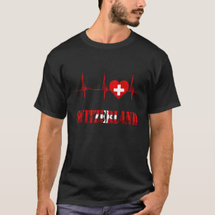 Schweiz Schweizer Flagge Herz Herzschlag EKG Puls T-Shirt