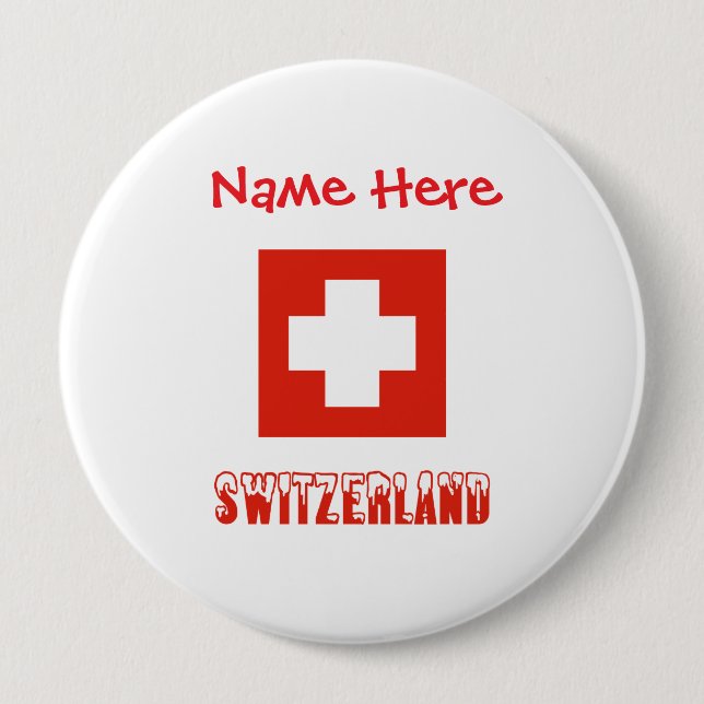 Schweiz Schweizer Flagge Rot Personalisierung  Button (Vorderseite)