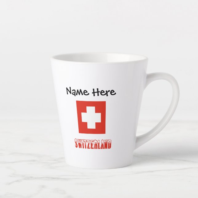 Schweiz Schweizer Flagge Schwarze Personalisierung Milchtasse (Rechts)