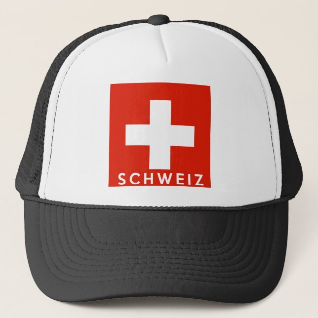 Schweiz Schweizer Flagge - schweizerischer Name Truckerkappe (Vorderseite)