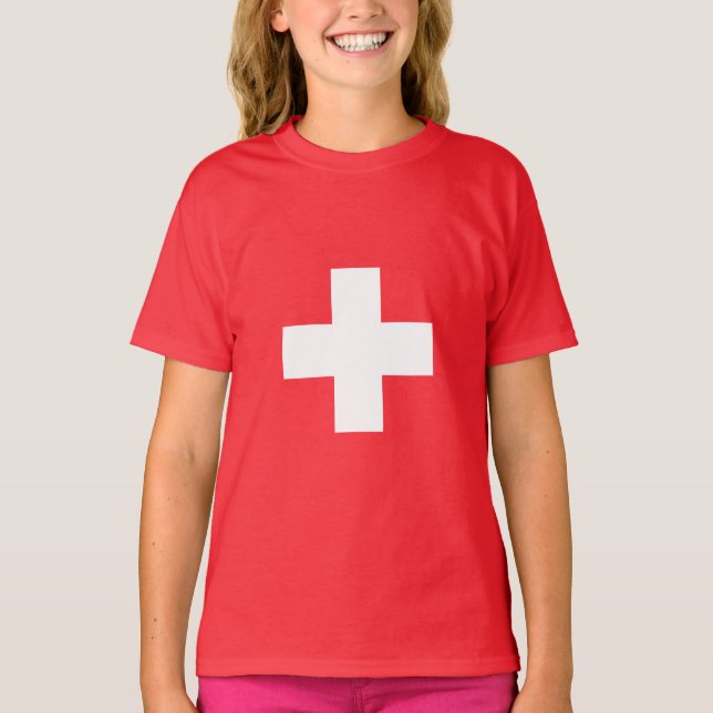 Schweiz - Schweizer Flagge  T-Shirt (Vorderseite)