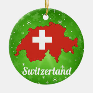 Schweiz Schweizer Flagge Weihnachtskarte Keramik Ornament