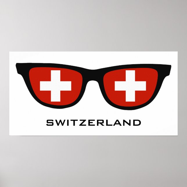 Schweiz Shades benutzerdefinierte Text- und Farbpo Poster (Vorne)