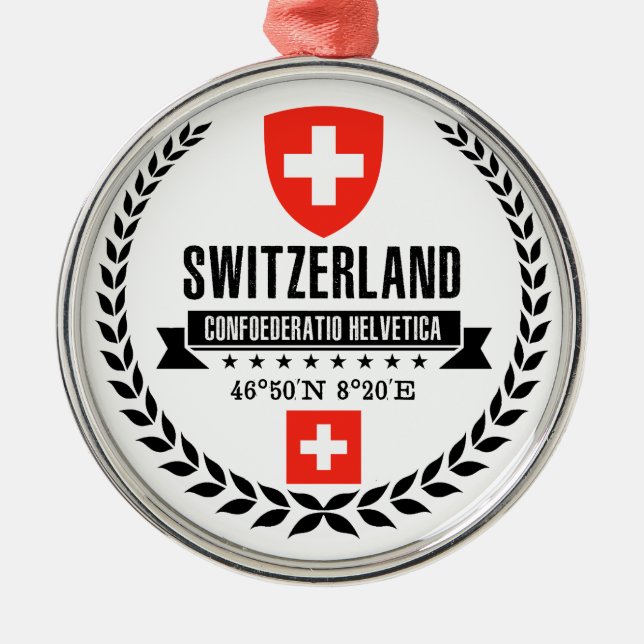 Schweiz Silbernes Ornament (Vorne)
