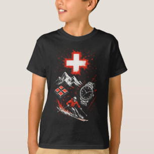 Schweiz Skifahren Berge Abenteuer Alpen T-Shirt