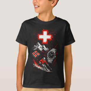 Schweiz Skifahren Berge Abenteuer Alpen T-Shirt
