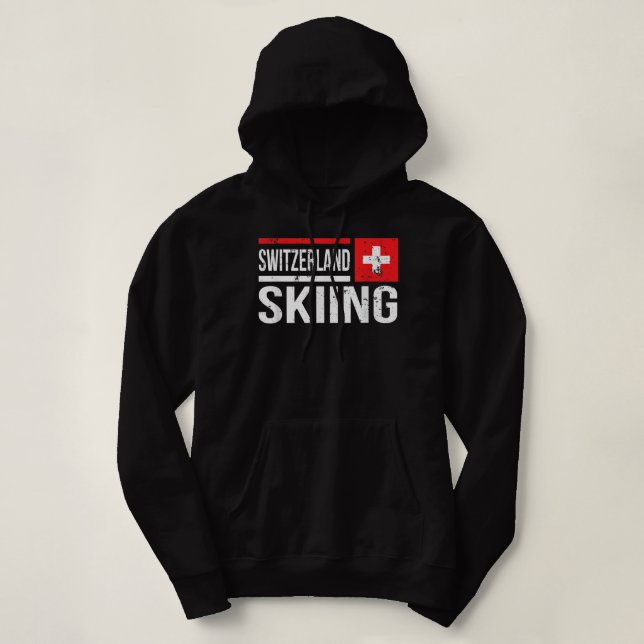 Schweiz Skifahren Ski Swiss Flag Winte Hoodie (Design vorne)