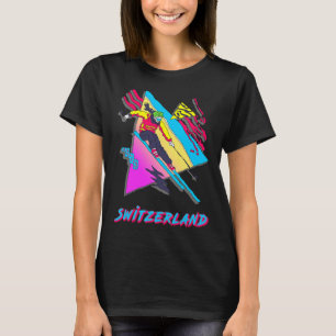 Schweiz Skifahrer Retro Schnee Skifahren Abenteuer T-Shirt
