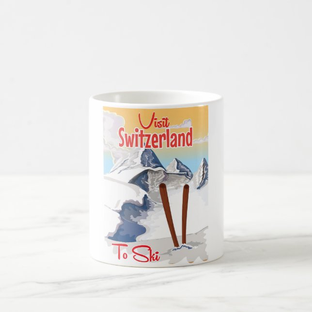 Schweiz Skifahrplakat Tasse (Mittel)