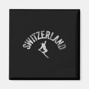 Schweiz Skigebiet Vintage Schweizer Skifahren Skif Magnet