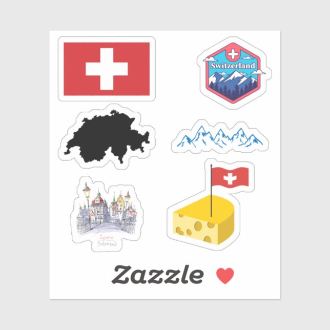Schweiz Stickers Aufkleber (Blatt)