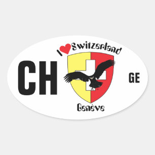 Schweiz Suisse Svizzera Svizra Switzerland Kleber Ovaler Aufkleber