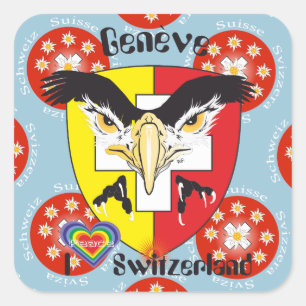 Schweiz Suisse Svizzera Svizra Switzerland Kleber Quadratischer Aufkleber