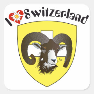 Schweiz Suisse Svizzera Svizra Switzerland Kleber Quadratischer Aufkleber