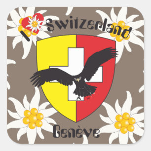 Schweiz Suisse Svizzera Svizra Switzerland Kleber Quadratischer Aufkleber