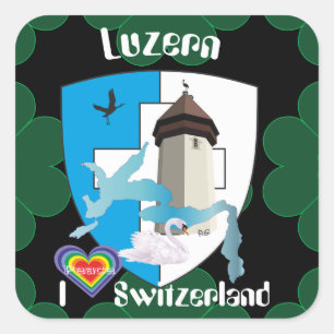 Schweiz Suisse Svizzera Svizra Switzerland Kleber Quadratischer Aufkleber