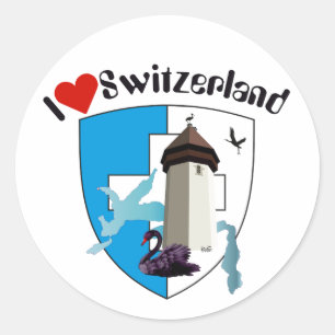 Schweiz Suisse Svizzera Svizra Switzerland Kleber Runder Aufkleber